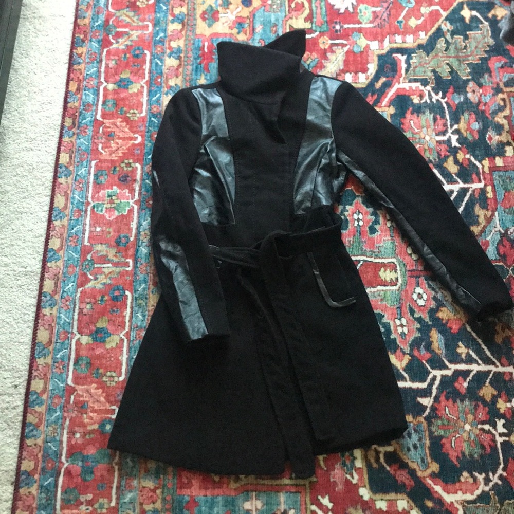 H&M leather detail coat